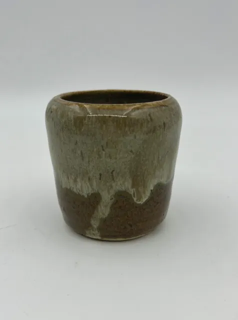 Vintage Studio Art Pottery Hand Thrown Drip Glaze Vase  Mid Century Modern