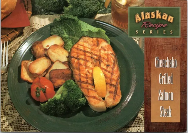 RECIPE - CHEECHAKO Grilled Salmon Steak - 4x6 Postcard - Alaskan Recipe ...