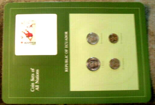Coin Sets of All Nations Ecuador w/card 1946-1985 10 centavos 1946 20c 1981
