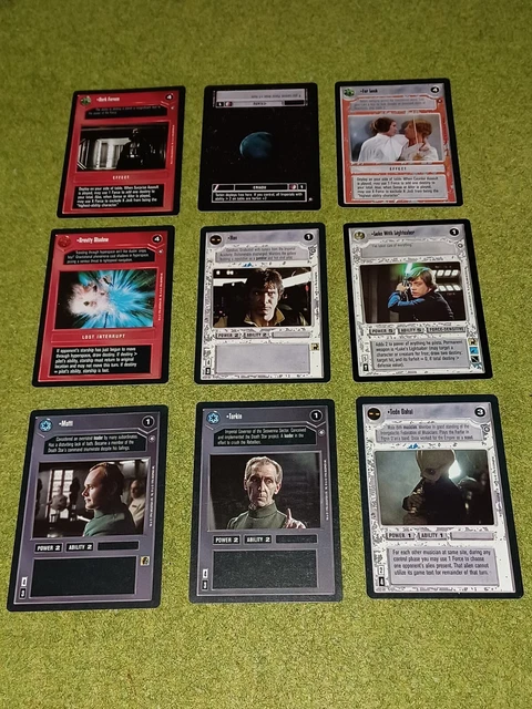 STAR WARS CCG ENHANCED PREMIERE LOT OF NINE RARE CARDS inc. LUKE, HAN, TARKIN