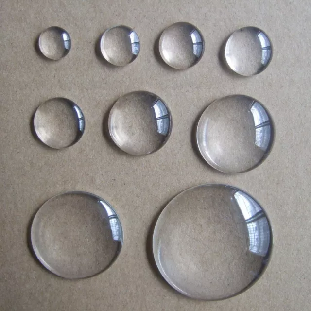 6mm-50mm Crystal Clear Round Cabochon Flat Back Glass Dome Tile Jewellery Making