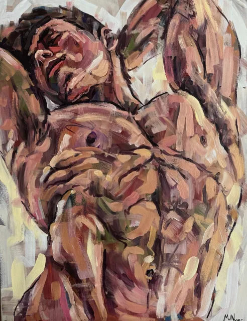 Male Nude Oil Painting Naked Man, Gay Erotic Art, Original Artwork 60x80x1cm