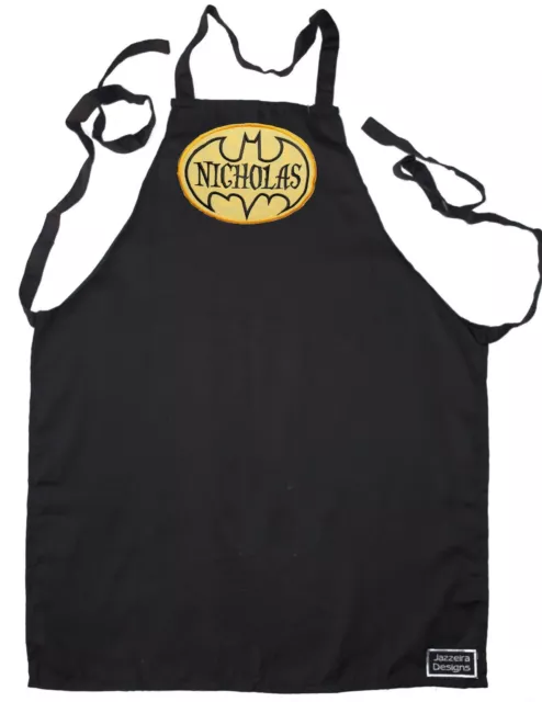 Kids Cooking Apron | Art Craft Smock | Comics | Batman Sky Symbol 1st Name FREE