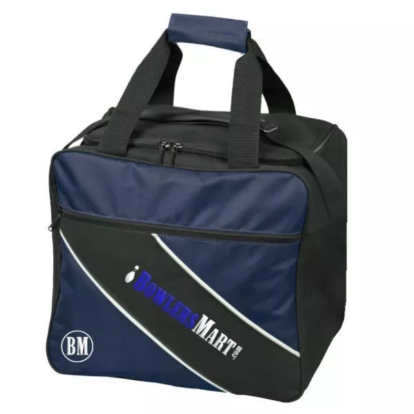 BowlersMart Essential 1 Ball Single Tote Navy Black Bowling Bag