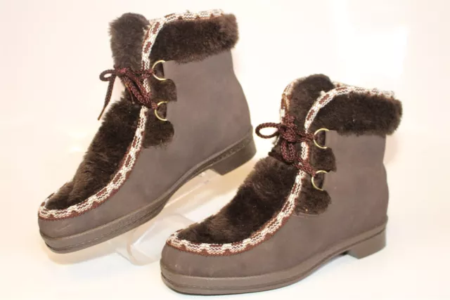 Botas de Nieve de Colección Años 60 Snowland Todas Hechas por Hombre Mujer 8 Con Cordones Forradas de Peluche Invierno