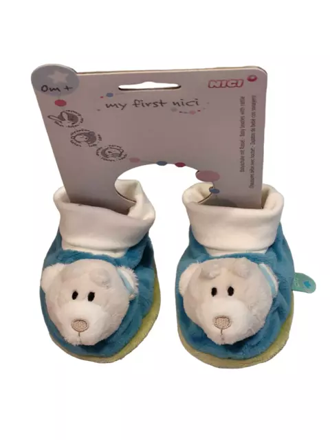 Baby My First NICI Babyschuhe mit Rassel Bär Babyschuhe Krabbelschuhe Blau