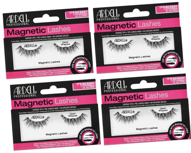 Ardell False Eyelashes - Magnetic Strip Lashes - Demi Wispies ( Pack of 4 )