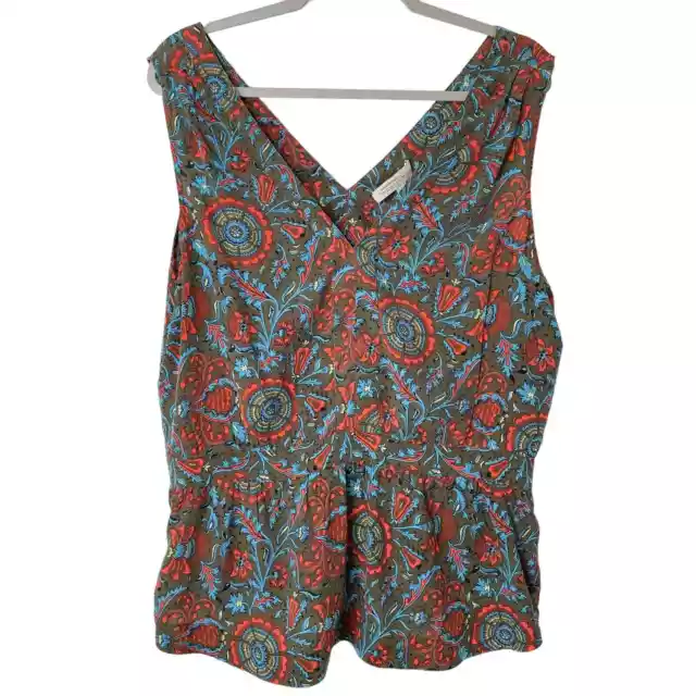 Banana Republic Heritage Collection | Silk Floral Print V Neck Peplum Tank | 16