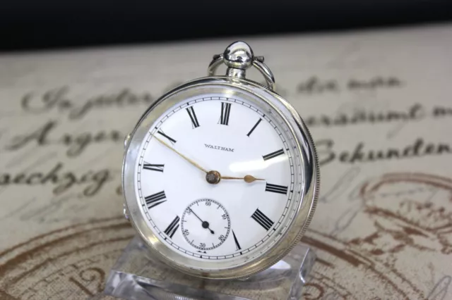 Schöne antike American Watch Co WALTHAM Silber Taschenuhr pocket watch C.1909