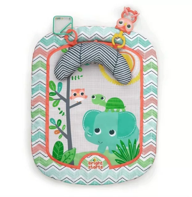 Bright Starts Giggle & See Safari Tummy Time Prop Activity Mat, Ages Newborn +