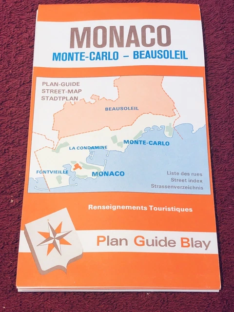 VINTAGE MONACO, MONTE- Carlo- Beausoleil, Plan-Guide, Street-Map £9.59 ...