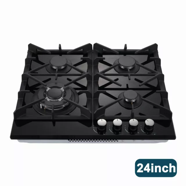 4BURNERS GAS COOKTOP 24 inch Dual Burners NG/LPG Tempered Glass Drop