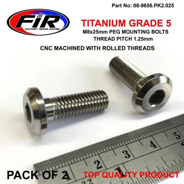 titanium footpeg bolts 8MM x1.25x25mm FOOT PEG MOUNTING BOLT X2 KAWASAKI KXF KX