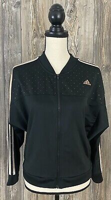 Adidas Youth Girls Athletic Jacket Size 16 Black/Pink Full Zip Polyester