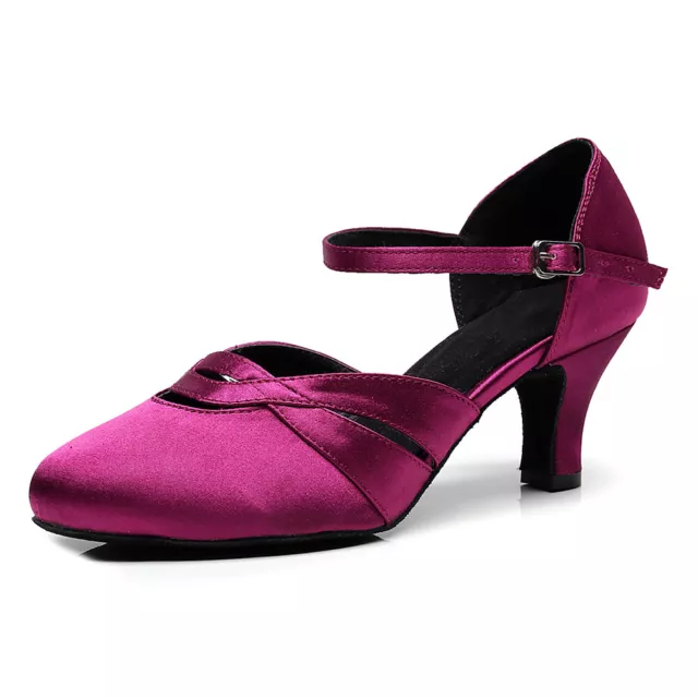 Womens Latin Dance Shoes Ladies Ballroom Salsa Tango Shoes 6/7.5cm Heeled Purple