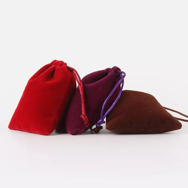 1-50pcs Soft Velvet Drawstring Gift Bags Wedding Jewellery Party Pouch Bags UK 3