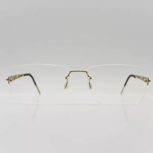 Lindberg Lunettes Femme Carré Or sans Monture Rayure Titane Mod. 2213 T613 Neuf