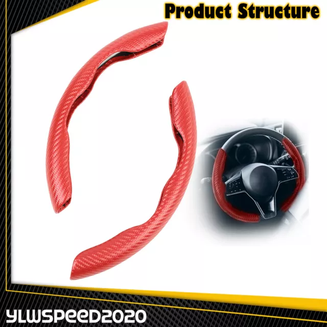 2x Red Universal Fit For Car Steering Wheel Booster Cover NonSlip Accessory 38cm