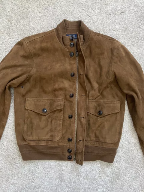 Polo Ralph Lauren Brown Suede A-1 Bomber Size S 100% Suede 3