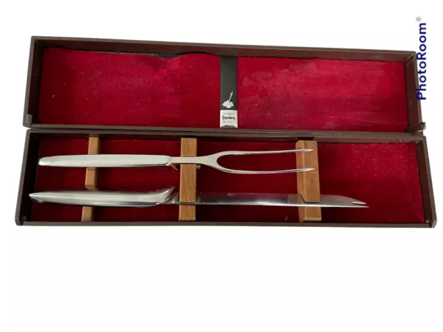 Mid Century Modern Gerber Legendary Blades Carving Set FORK KNIFE SILVER SET