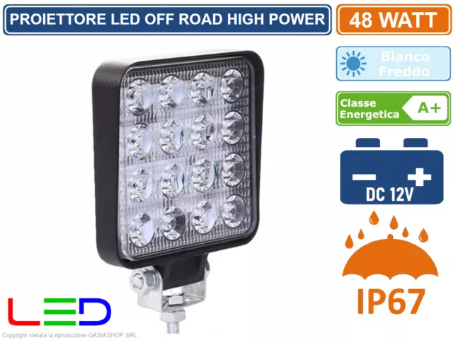 Faro Proiettore Led 48W Off Road Luce Di Lavoro Supplementare 12V Ip67 Auto