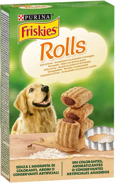 CROCCHETTE BISCOTTI CANE ADULTO CIBO SECCO PER CANI FRISKIES ROLLS SNACK 320gr