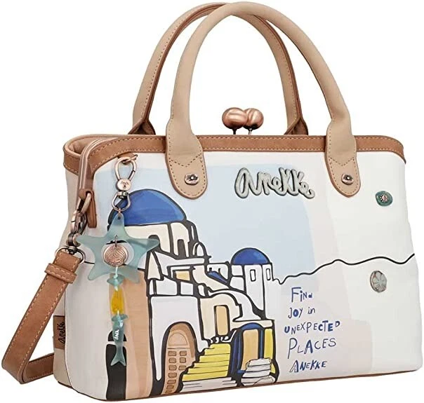 Anekke - Borsa da donna - Tracolla a tracolla in ecopelle con triplo scomparto - Chiusura a cerniera ia - Accessori e accessori Donna - 23x16x8 cm, multicolore, Talla única