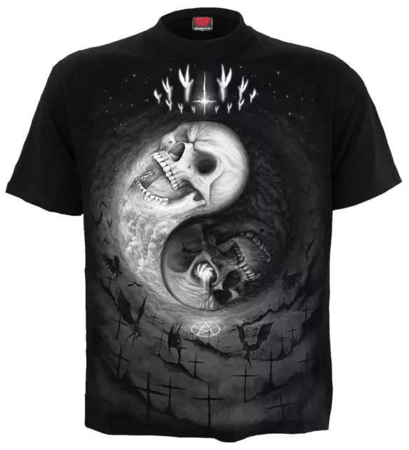 Spiral Direct YIN YANG SKULLS T-Shirt/Biker/Goth/Skull/Tattoo/Gothic/Reaper/Top