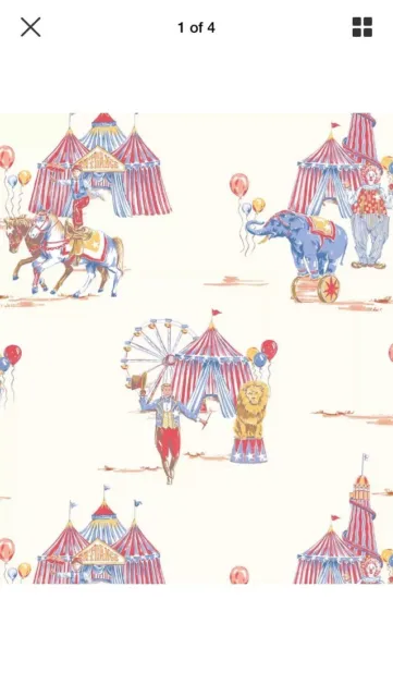 Arthouse Circus Fun Red Blue Wallpaper 696001. Kids Nursery Clown Balloon Lion