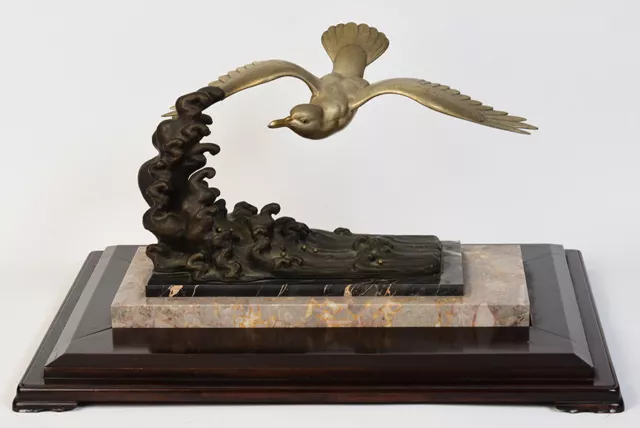 Early 20th Century, Showa, Antique Japanese Bronze Flying Bird