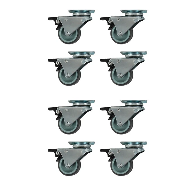 8 ruedas de dirección de alto rendimiento 50 mm con freno para carro moebel U8L3