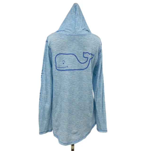 Vineyard Vines Slub Hoodie Tee Womens S Small Lightweight Long Sleeve Whale Logo