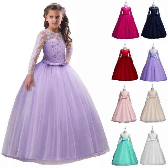 Princess Kids Flower Girls Wedding Long Dress Prom Gown Bridesmaid Formal Dress