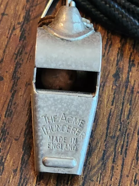 Vintage THE ACME THUNDERER Whistle with New Lanyard Made in England