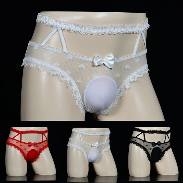 Culotte Sissy Satin Brillant Pour Homme Avec Volants Et Dentelle - Confortable, élastique, Pour Soirée Ou Lingerie