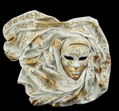Mask Leather White And Gold - Dogaresse from Venice - Decoration Wall - XXL 2250