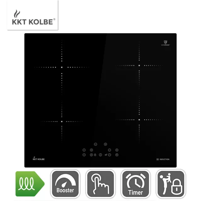 Placa induccion 60 cm 7,2 kW 4 fuegos 9 niveles de potencia