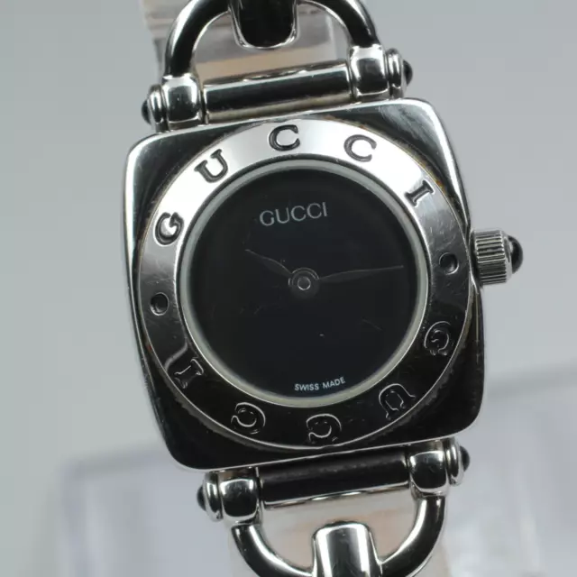 Exc+5 New Battery Gucci Horsebit 6300L Women's Quartz Watch Black Silver Japan