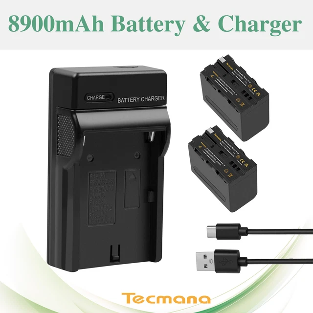 Powerextra 8800mAh NP-F970 Battery & LCD Charger Kit For Sony NP-F960, NP-F950, CCD-SC55, TR516 – 7.2V