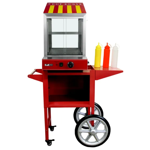 Hot Dog Steamer & Cart Events Hotdog Bun Warmer Machine Commercial Glass Display