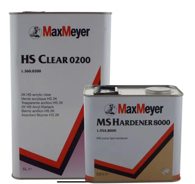 Max Meyer 0200 2K Clear Coat Car Lacquer 7.5ltr Kit With 8000 Hardener