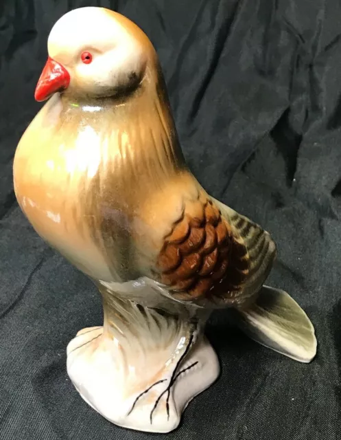 Vintage Bird Pigeon Figurine Iridescent Lusterware Glazed Ceramic Brazil