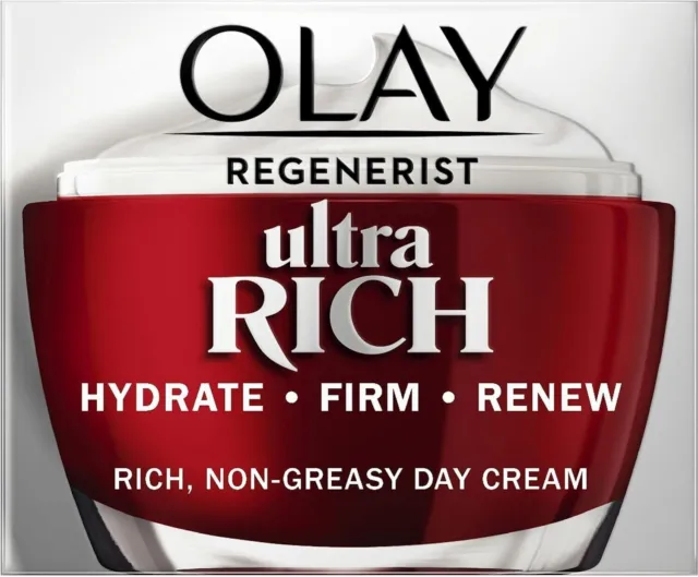 OLAY Regenerist Ultra Rich Day Cream Face/Neck 50ml, Hydrate-Firm, Non-Greasy