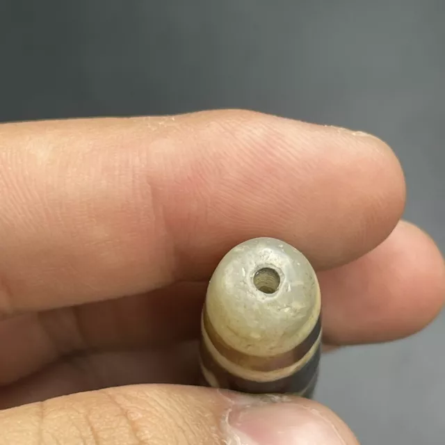 Wonderful Tibetan old Agate Stunning Pattern Chong Dzi Bead Amulet 3