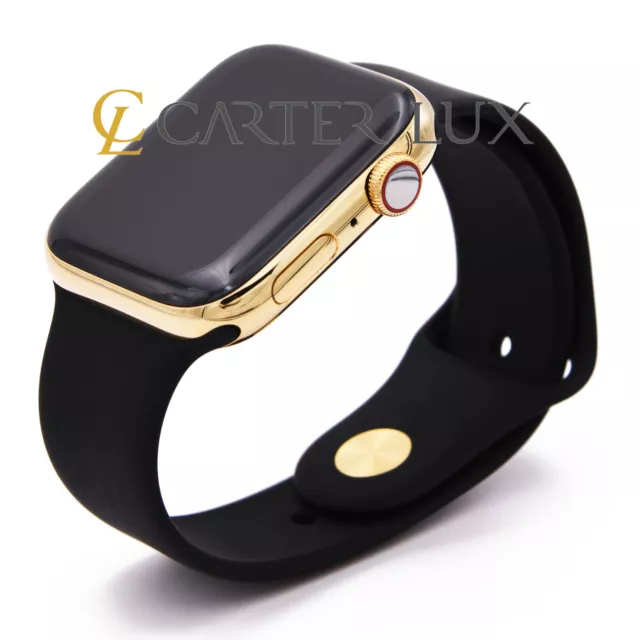 Custom 24K Gold Plated 45MM Apple Watch SERIES 8 Louis Vuitton Band LTE GPS  02