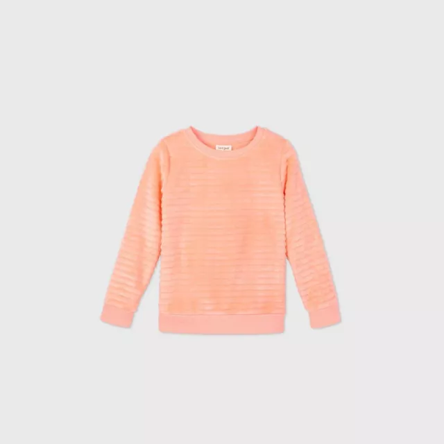 Girls Neon Peach Sherpa Pullover Cat & Jack Size M 7/8