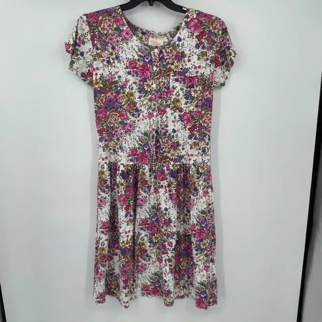 Lady Carol of New York Womens Dress 12 Short Sleeves Button Floral Casual VTG