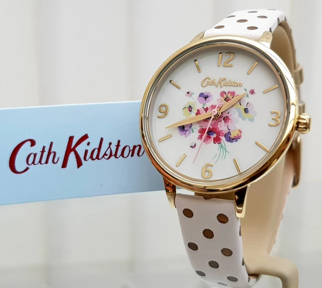 New CATH KIDSTON White Watch Mallory Bunch Gold Polka Dots IDEAL GIFT!! RRP£79!