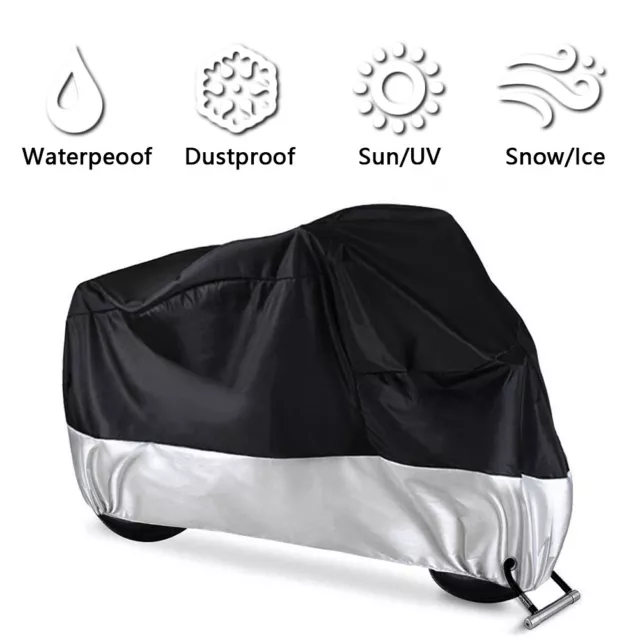 Motorcycle Cover L Waterproof Heavy Duty For Winter Outside Storage Snow Rain