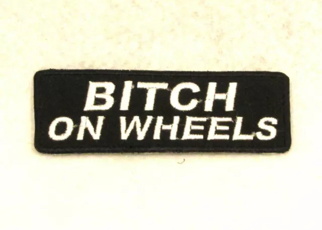 Birch on Wheel White on Black Small Decorative Patch for Biker Vest or Jacket